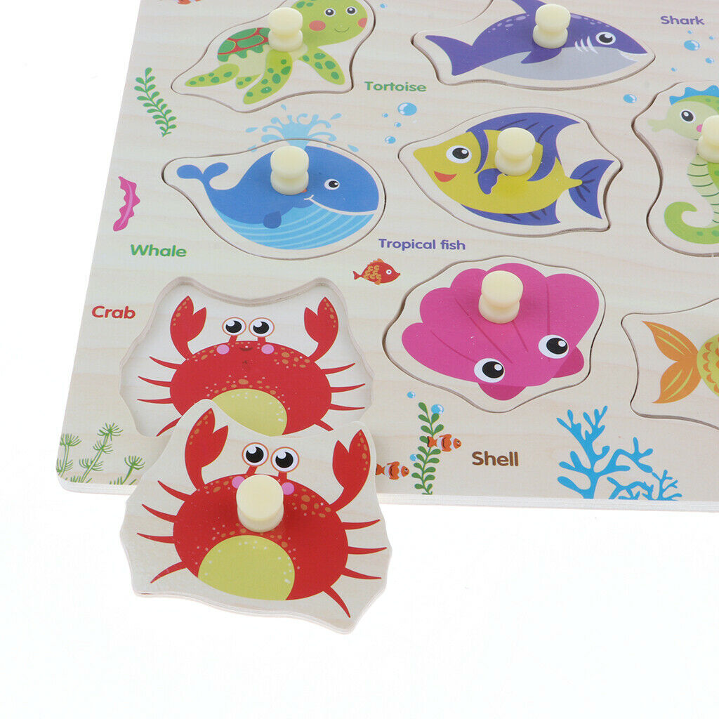 Wooden Colorful Traffic and Farm Zoo Marine Animals Jigsaw Puzzle Baby Toys