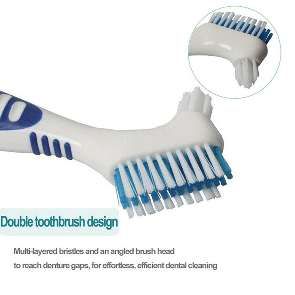 Double Sided Denture Cleaning Brushes Set Multi-Layered False Teeth Brush 8x