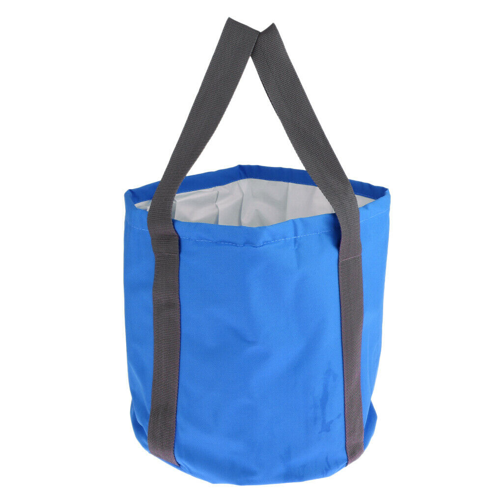 Portable Folding Washbasin Bucket Foldable Camping Water Pot Royal blue