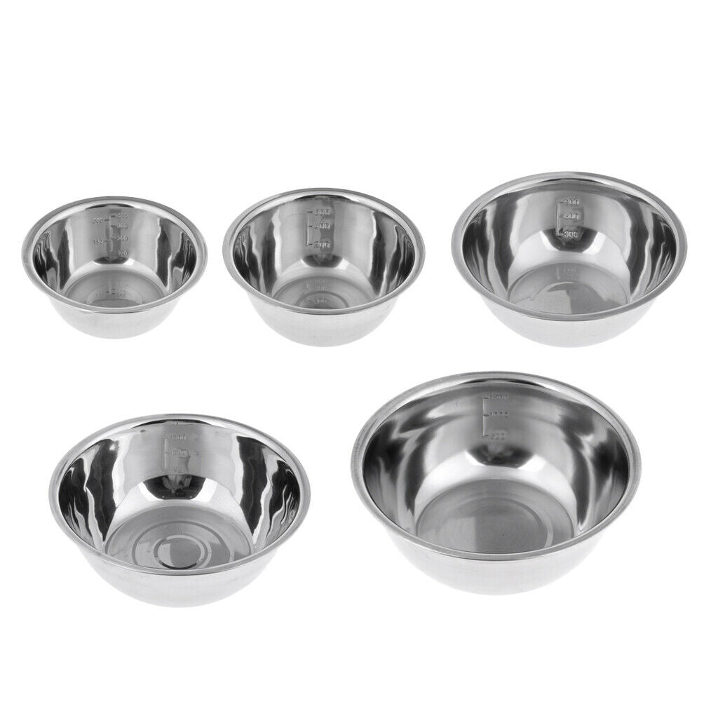 5 Pcs Container Stainless Steel Mixing Bowls Set Outdoor Camping