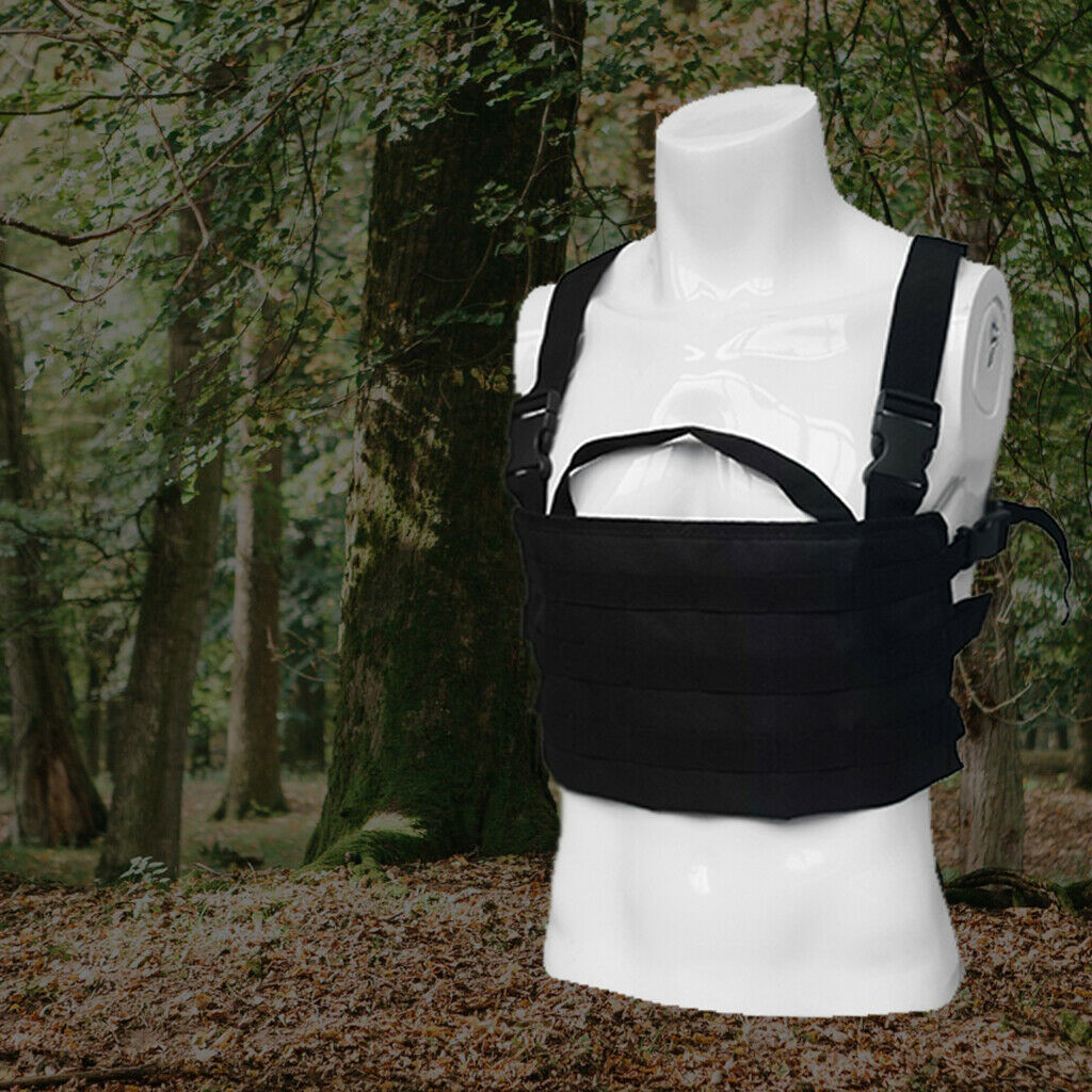 Molle Vest Adjustable Chest Bag Pouch for Fishing Camping Black