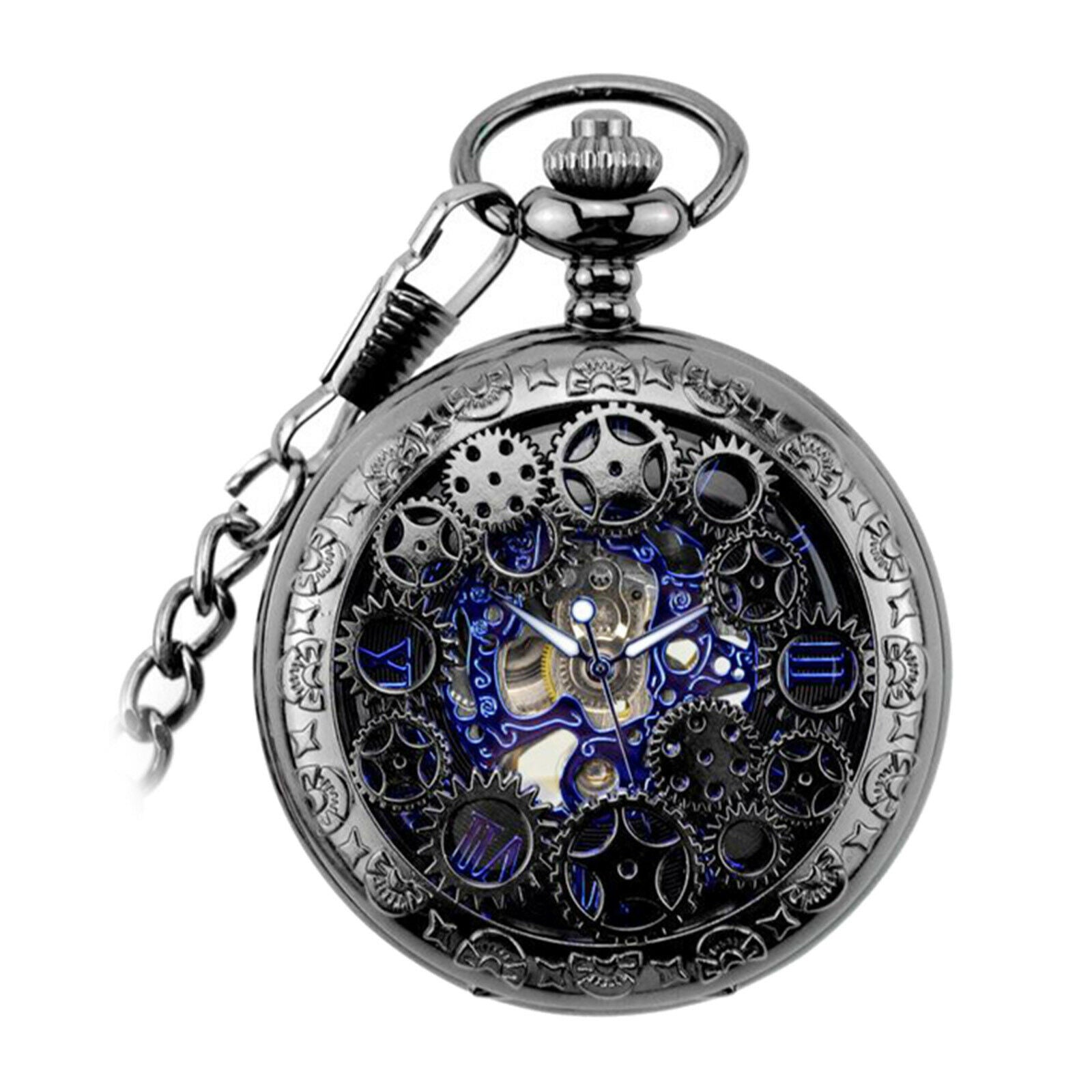 Steampunk Hands Scale Mechanical Skeleton Pocket Watch Holiday Birthday Gift for