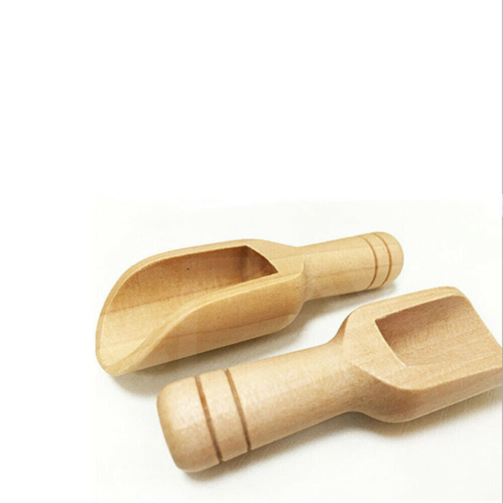 3Pcs Wooden Spoon Rice Spice Salt Sugar Flour Scoops Kitchen Cooking Baking Tool