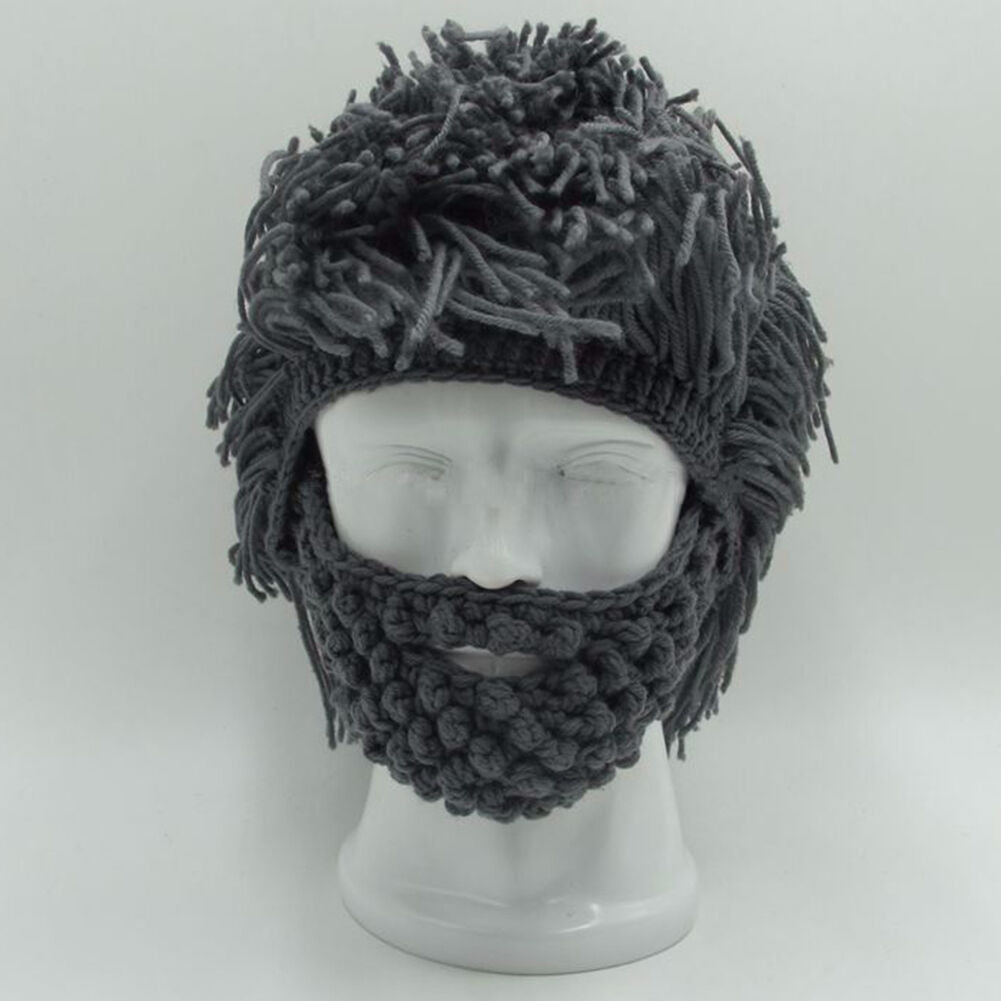 2019 Mens Funny Wig Beard Hats Hobo Mad Caveman Winter Knit Warm Hat Beanies