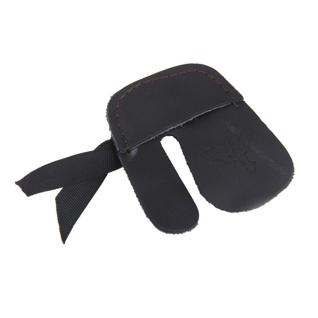 Magideal Cow Leather Protection Finger Tab Shooting Archery Glove Black