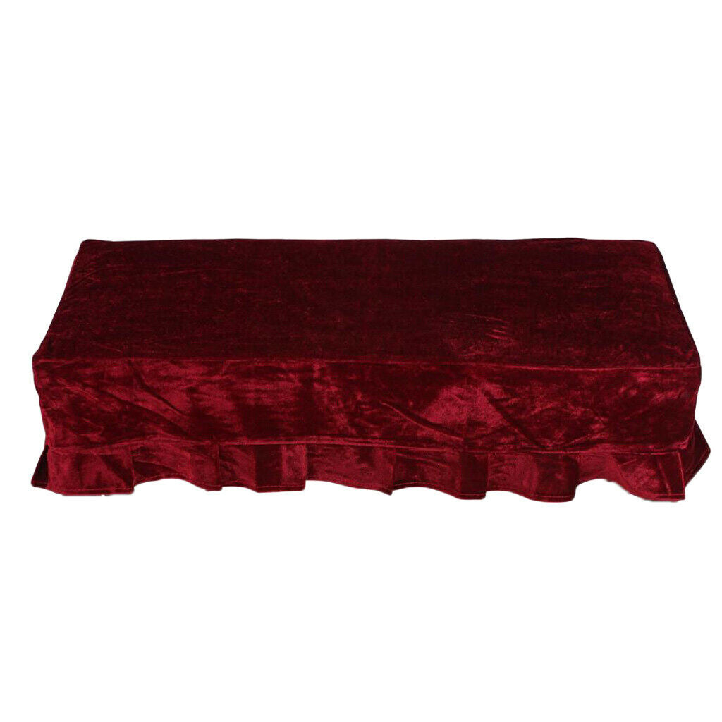 Elegant Wine Red Velvet Double Piano Cover Ottoman Chair Ottoman Seat