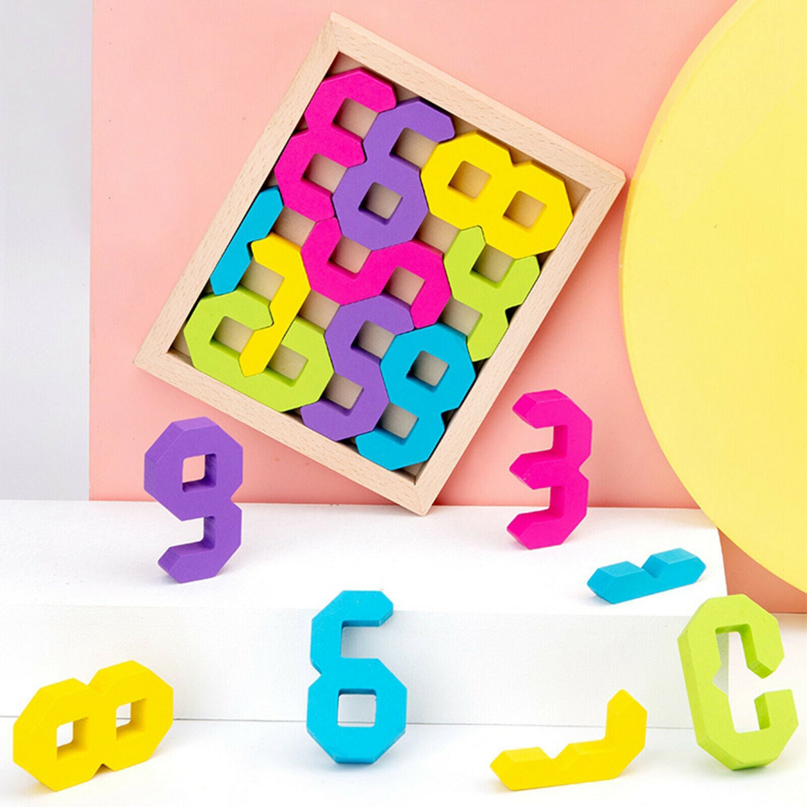 Early Learning Wooden Number Blocks Math Develop Kids' Colors Recognition