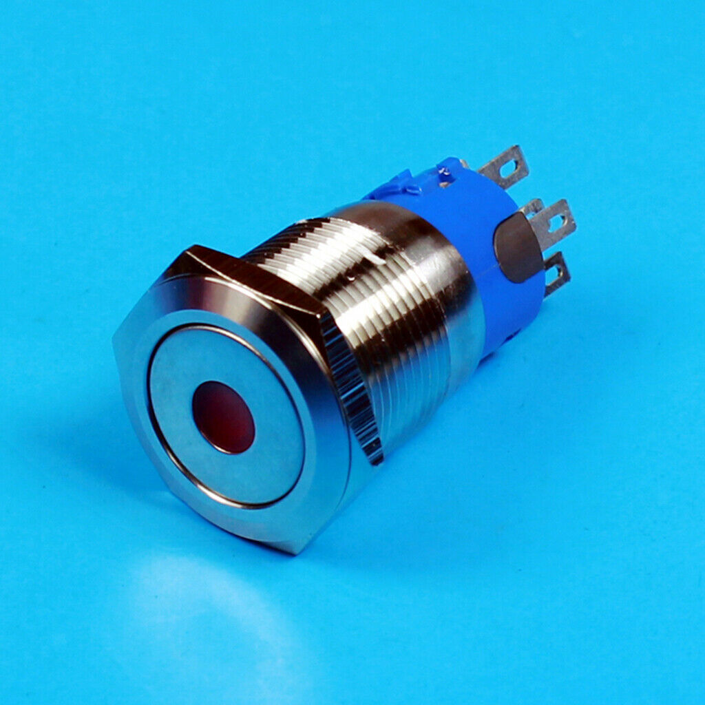 19mm 12V Waterproof LED Metal Indicator Lights Signal Lamp Welding Foot Reset