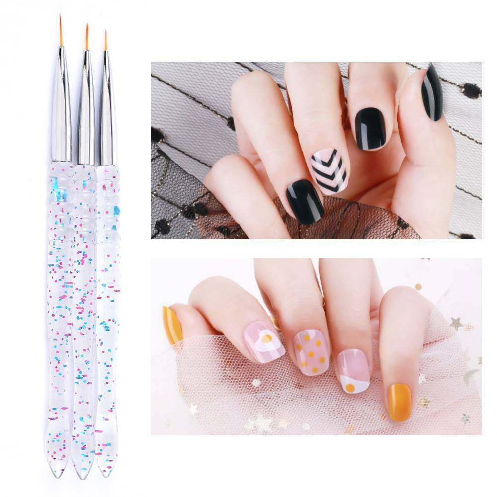3Pcs/set Nail Art Gel Design Pen Painting Polish Brush Dotting Drawing Tools Kit