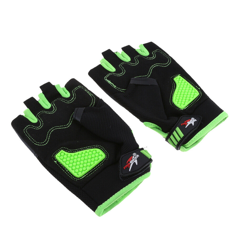 Green Half Finger Gloves for Motorcycle Bicycle Riding Cycling Sports XL