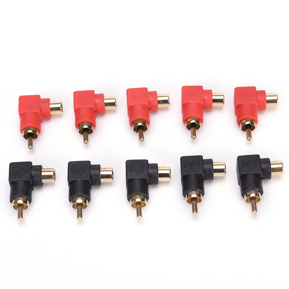 10x RCA right angle connector plug adapters M/F male to female 90degree e.l8