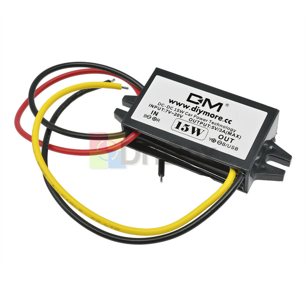 DC-DC Buck Converter 12V to 5V 3A 15W Step Down Regulator Power Supply No USB