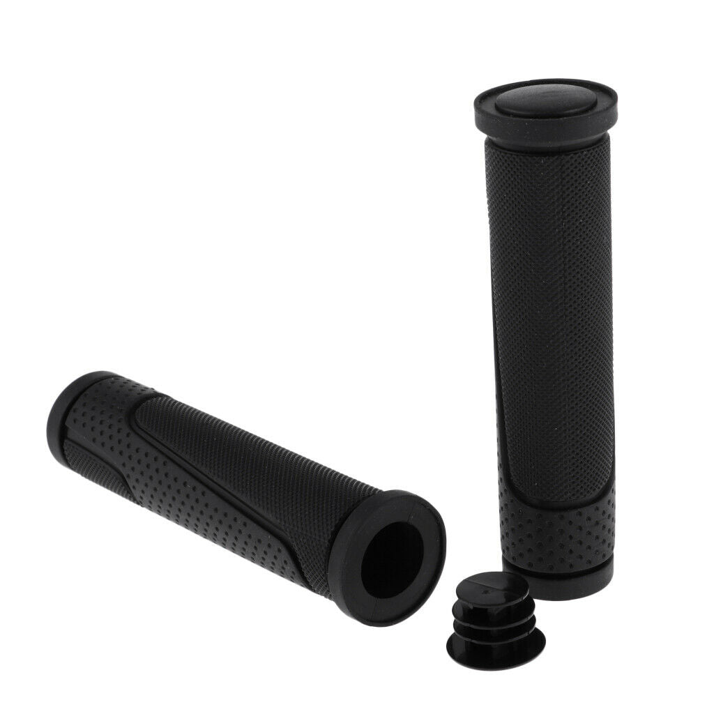 Bike Handlebar Grips Rubber Cycle  Handle Bar End Cover 1 Pair Black