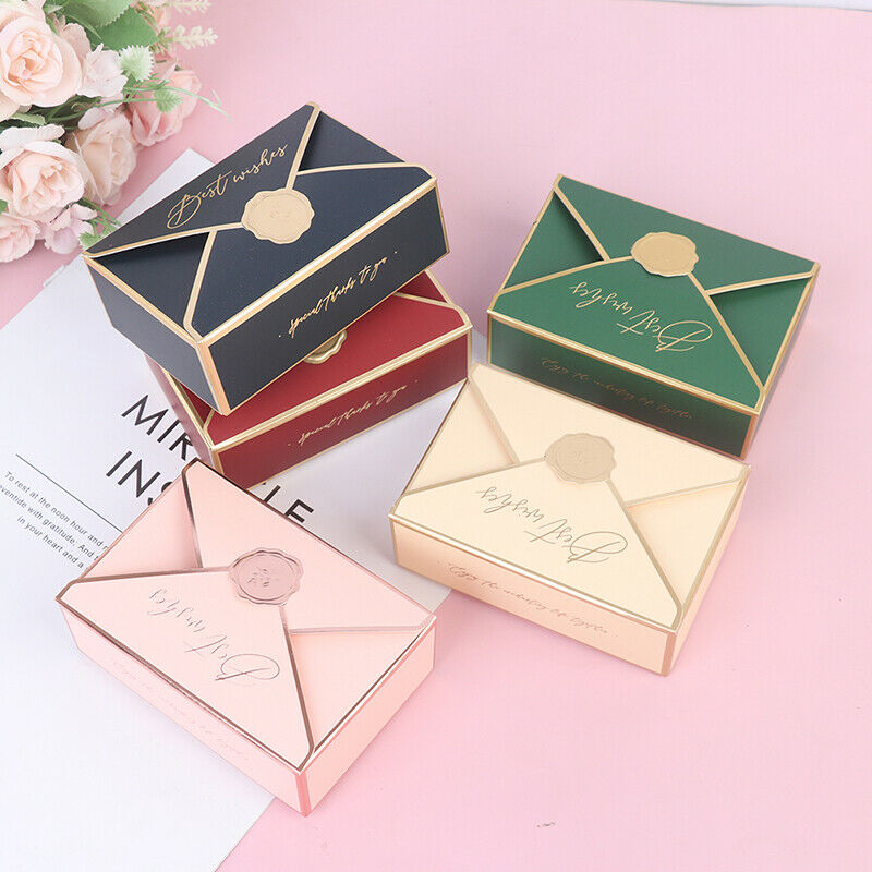 5pcs Bronzing Envelope Shape Wedding Candy Boxs Party Packaging Gift BagsFCA
