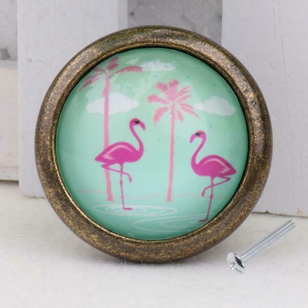 Pack 2 Flamingo Design Door Drawer Knob Dresser Kitchen Cabinet Cupboard Bin Box
