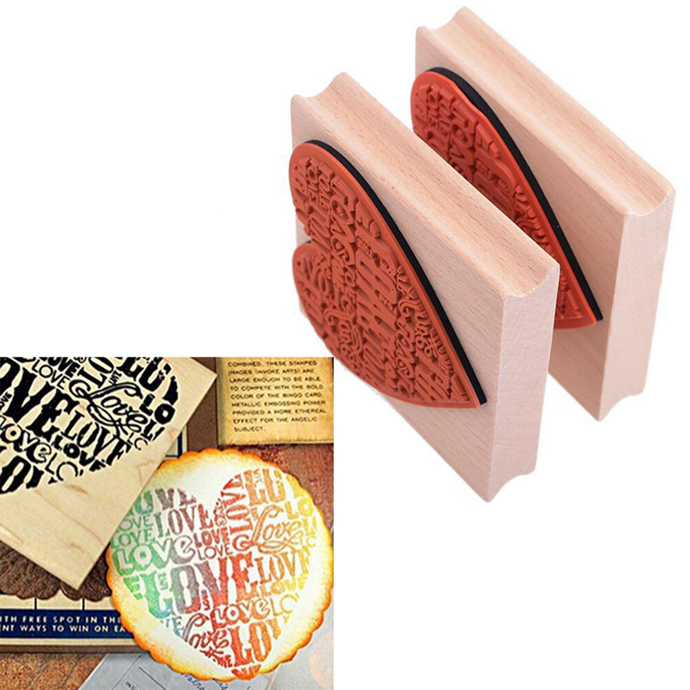 Wooden Rubber Love Heart Stamp For Diary Scrapbooking Card Making DIY Craft H Pb