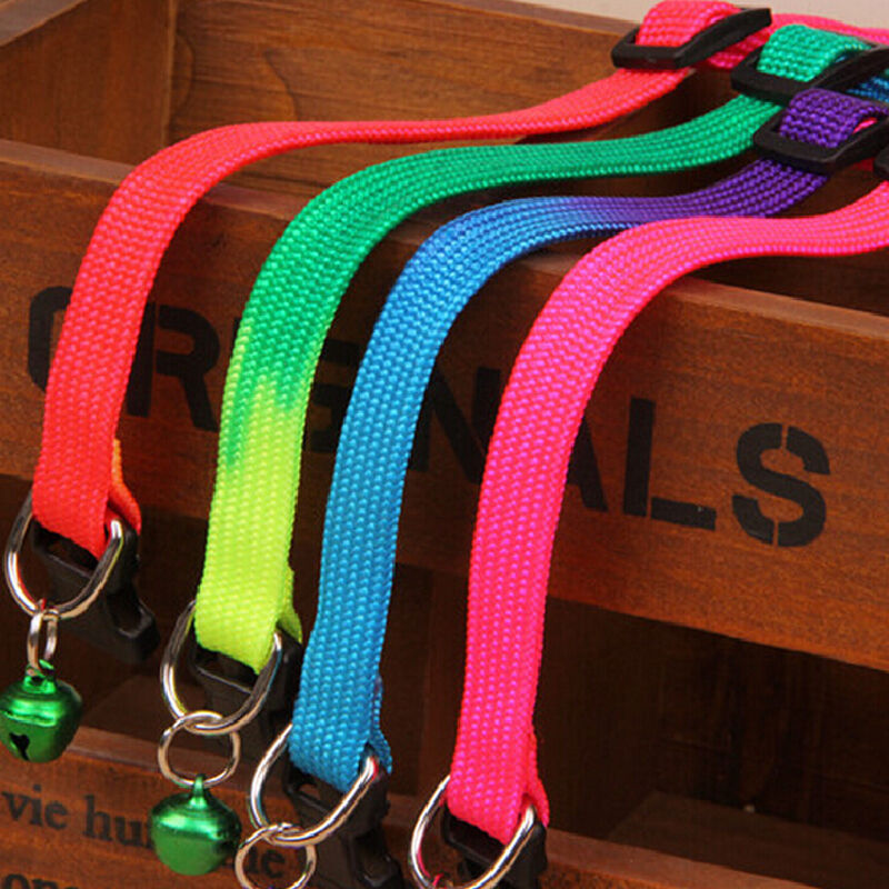 Reflective Adjustable Small Bell Pet Dog Puppy Cat Collar Tag Neck Strap .l8