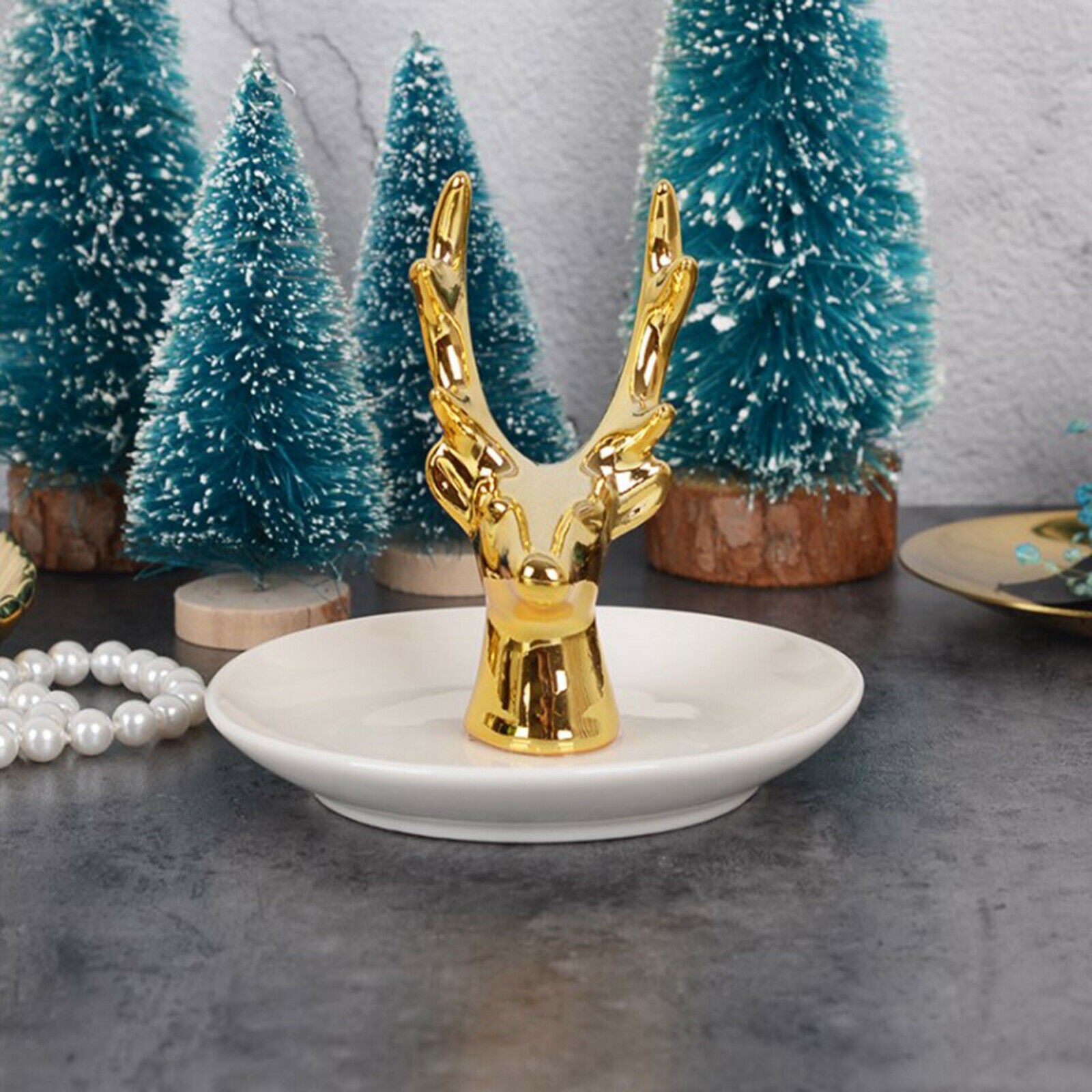 Handmade Deer Jewelry Display Stand Trinkets Necklace Earrings Holder Plate