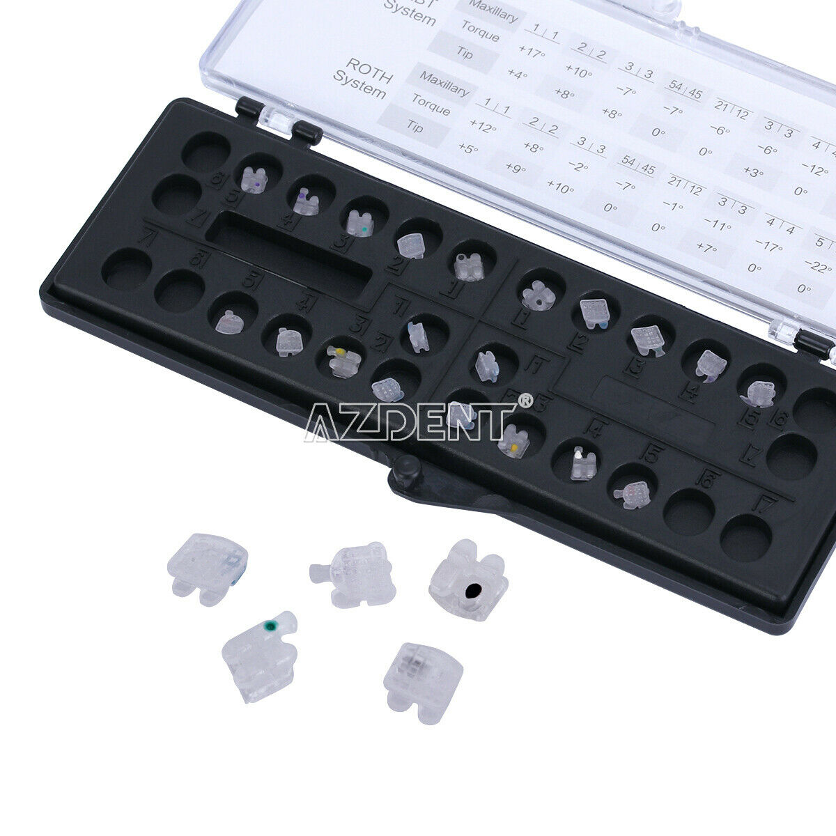 5 X Dental Orthodontic Clear Ceramic Brackets Braces Roth 018 Hooks 345 AZDENT