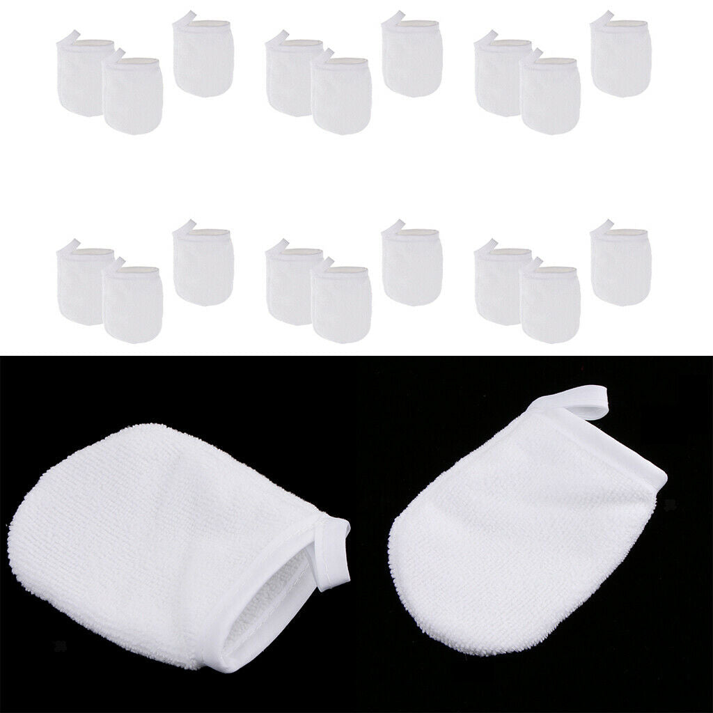 18pcs White Microfiber Makeup Removal Gloves Face Cleaning Cloth Towels