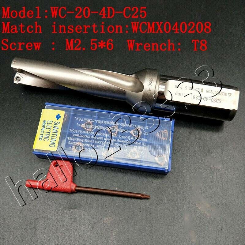 WC-20-4D-C25 Φ20mm U drill/fast drill/violence drill/water jet drill+WCMX040208