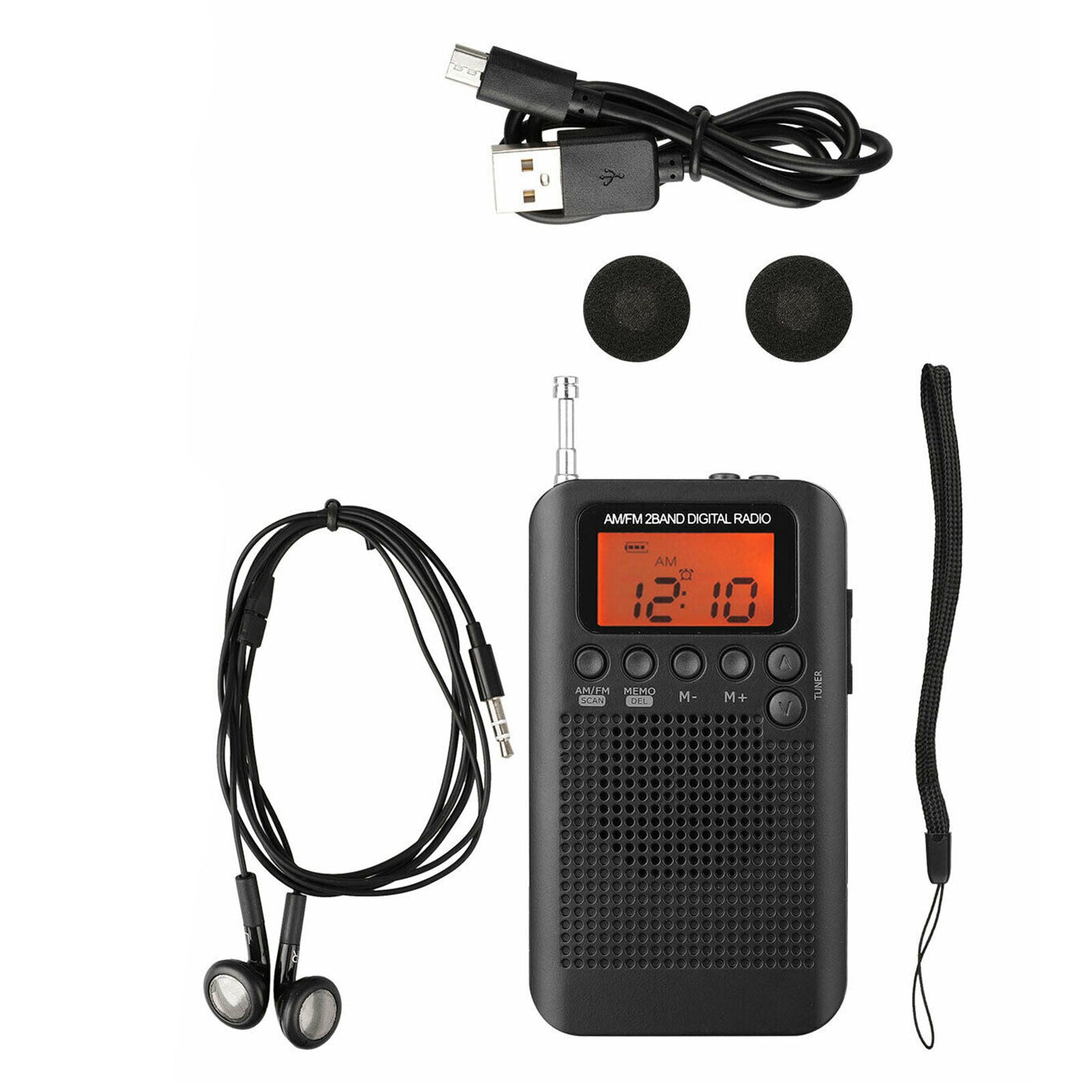 Portable AM FM Pocket 2 Bands Telescopic Antenna Stereo Digital Receiver Radio
