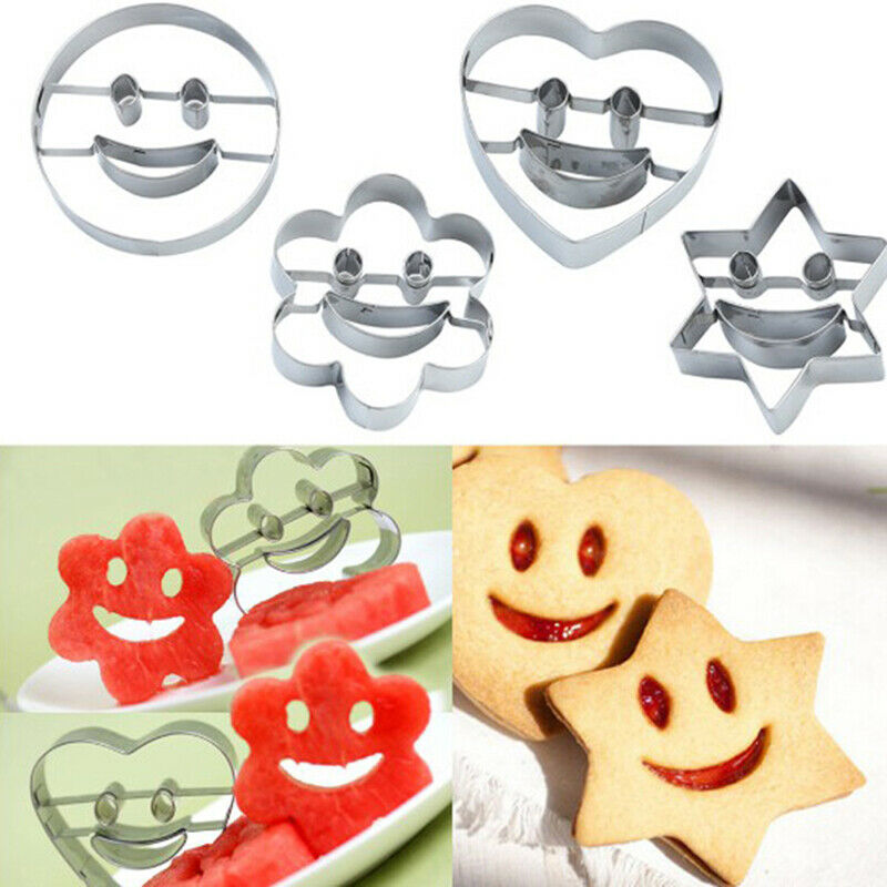 4Pcs/Set Smiling Face Cookies Cutter Pastry Cake Decorating Mold Kitchen .l8