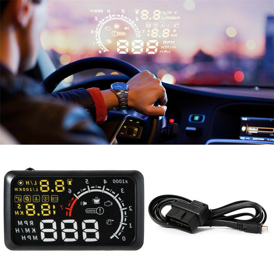 Car LCD 5.5" HUD Head Up Display OBD2 II Speedometers Engine Over Speed Warning