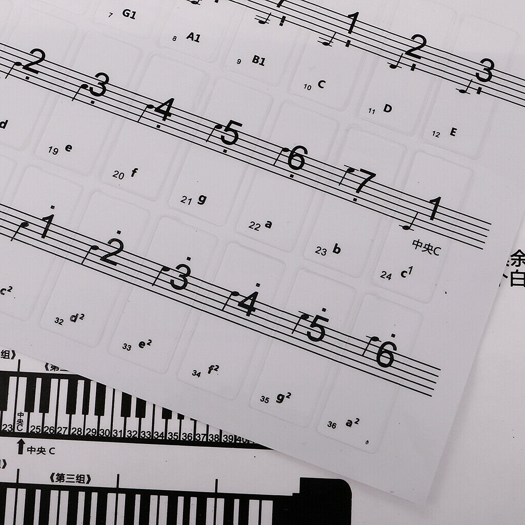 3pcs Stickers Keyboard / Piano Stickers Learning Tool For 88 Keys Piano