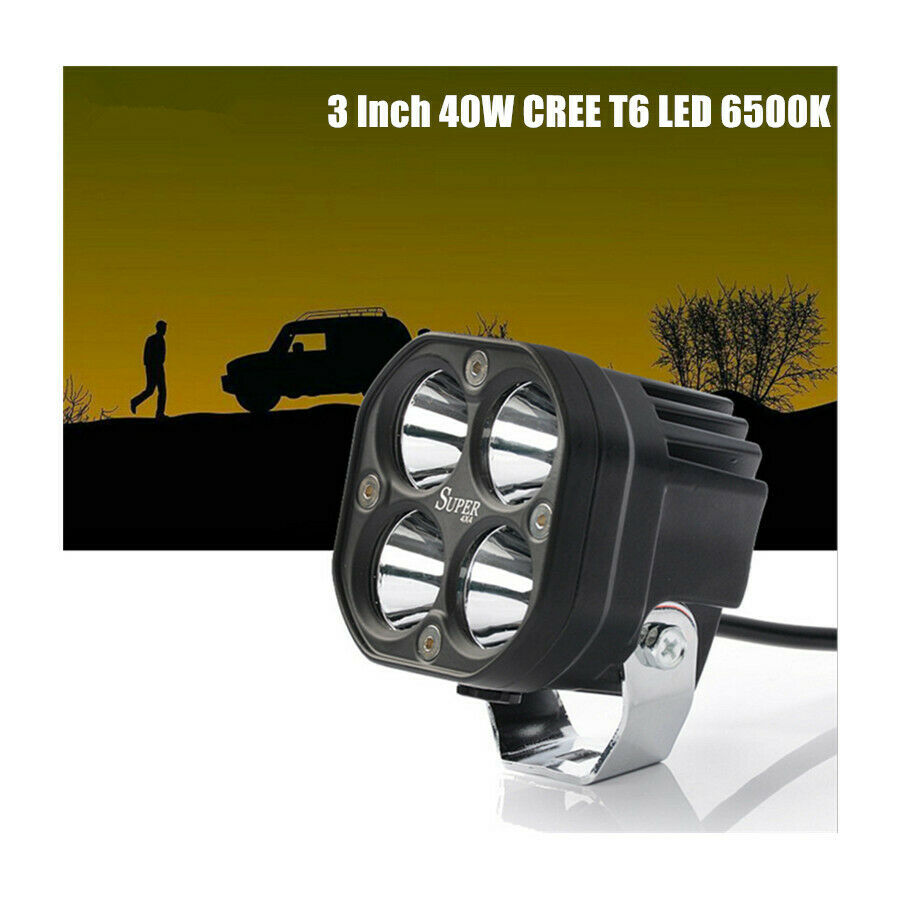40W T6 LED 6500K 3 Inch 8000LM Work Headlight Amber Fog Light Spot Light
