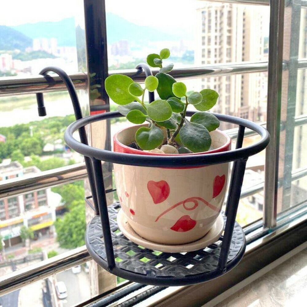 Iron Hanging Metal Basket Flower Planter Pot Holder Shelf for Balcony Patio
