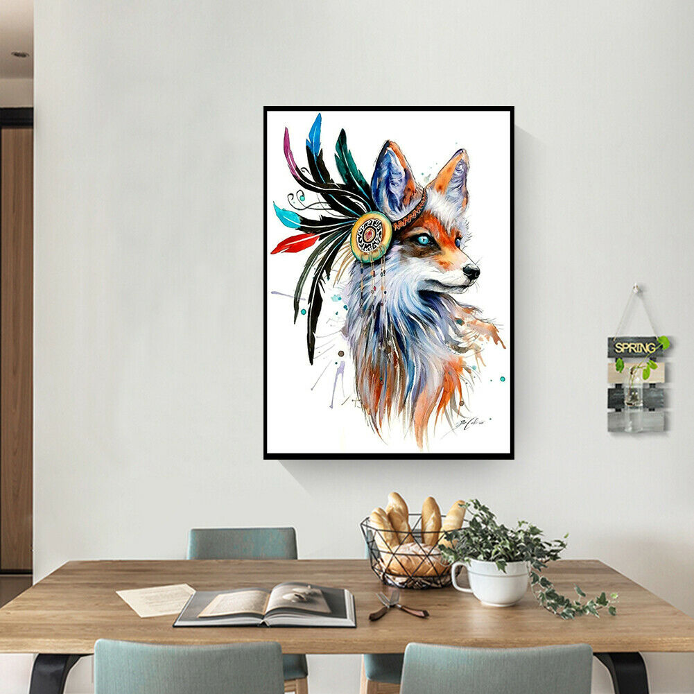 Wolf 5D DIY Part Drill Special Shaped Diamond Painting Color Cross Stitch @