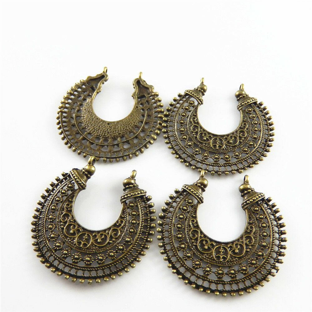 Pack 6 Antiqued Bronze Zinc Alloy Nice Moon Charms Necklace Pendant Findings