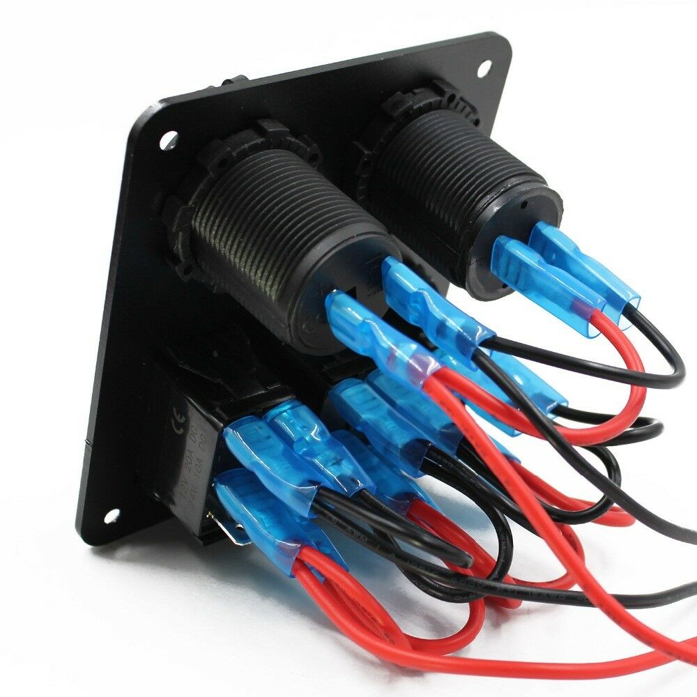 3 Gang LED Rocker Switch Panel Circuit Breaker Dual USB For RV Car Marine Boat