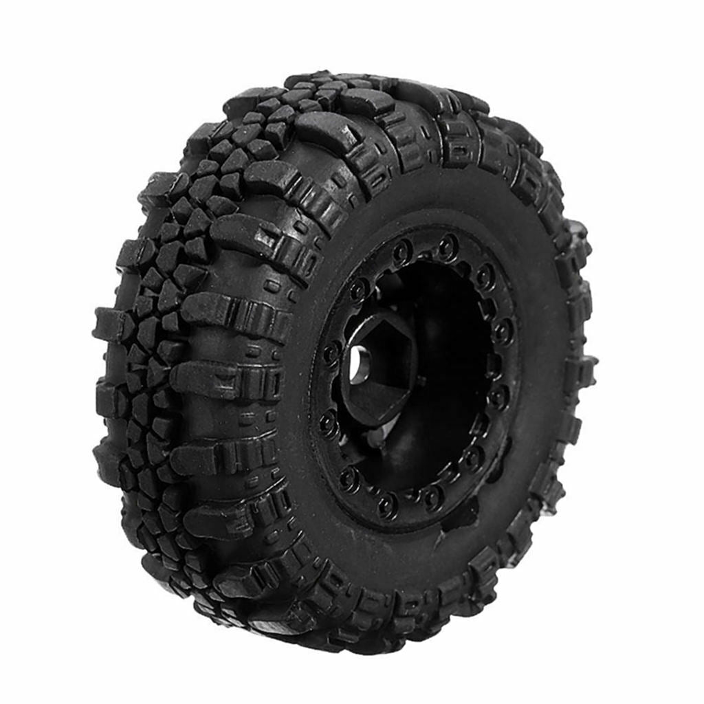 4x Wheel Rims and Tires for Axial SCX24 RC Crawler Car Accessories Black