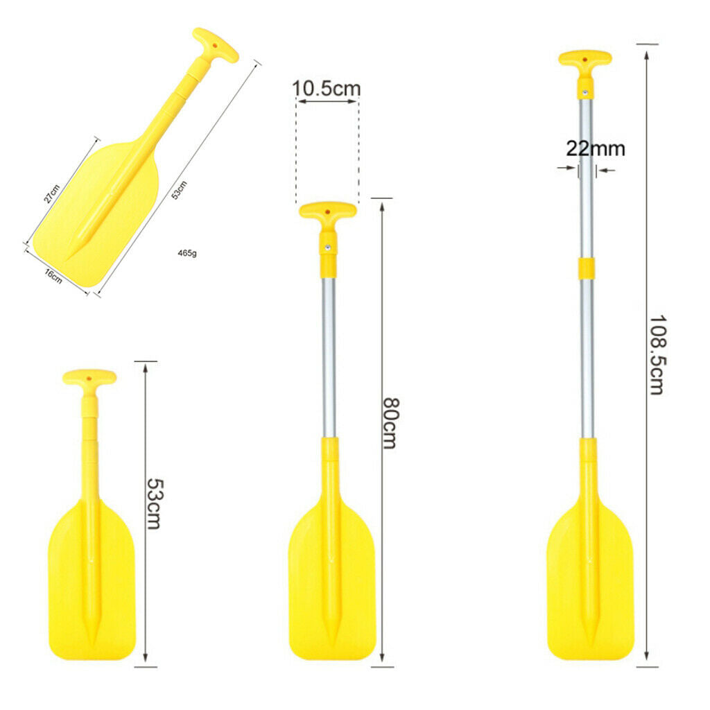 1 Pair Extendable Kayak Paddles Aluminum Alloy Rafting Oars Max 108cm Yellow