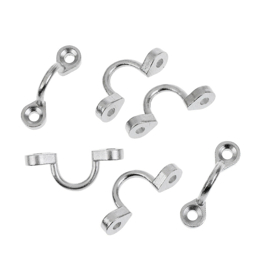 6Pcs Stainless Steel Boat Wire Eye Straps Deck Loop Plate Bimini Staple