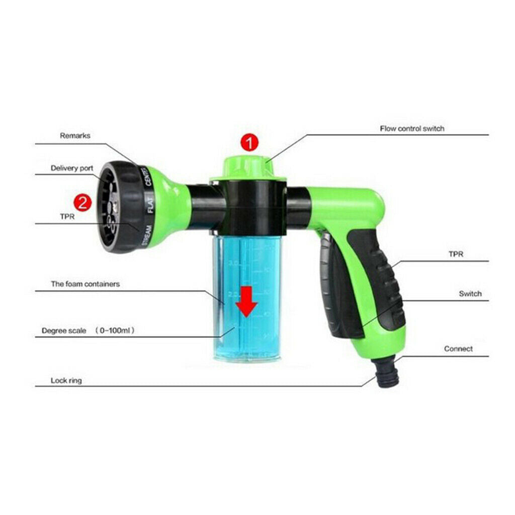 Adjustable Car Foam Sprayer, 8 Water Patterns for Cars Washing,Pets Shower,
