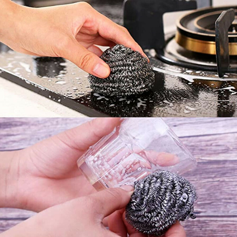 5Pc Stainless Cleaning Ball Brush Home Dishwashing Sponge with Wire Kitchen Tool