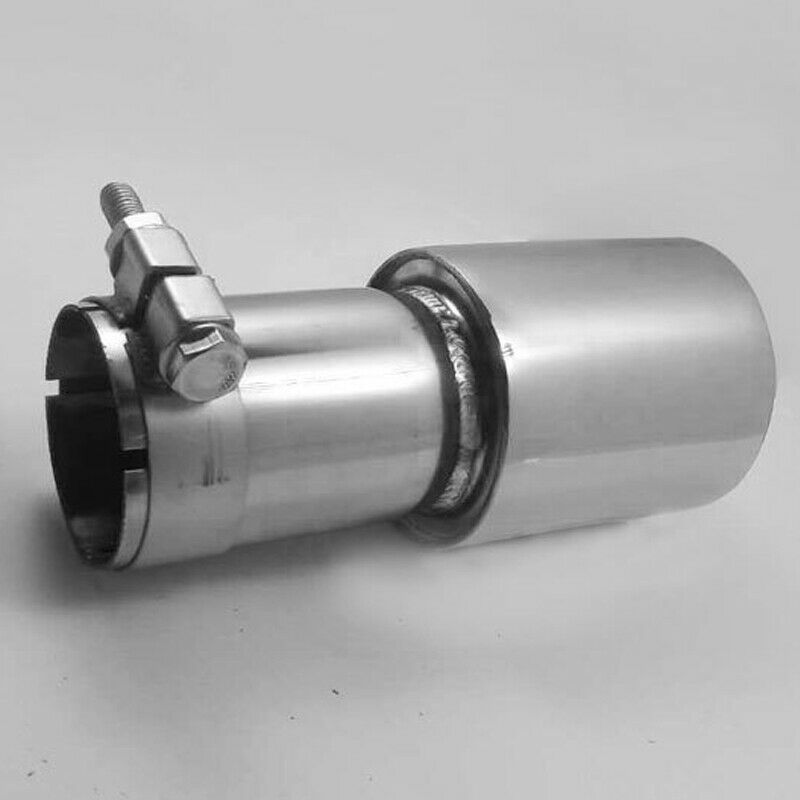 65mm Inlet Stainless Steel Car Exhaust Pipe Tail Muffler Tip Throat Tube 2 Bolts