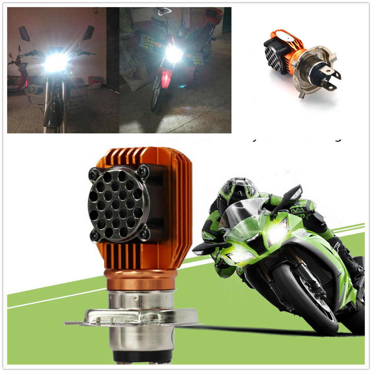 Newest Motorcycle Headlight Bulb H4 LED COB Scooter Accessory Headlamp DRL Light