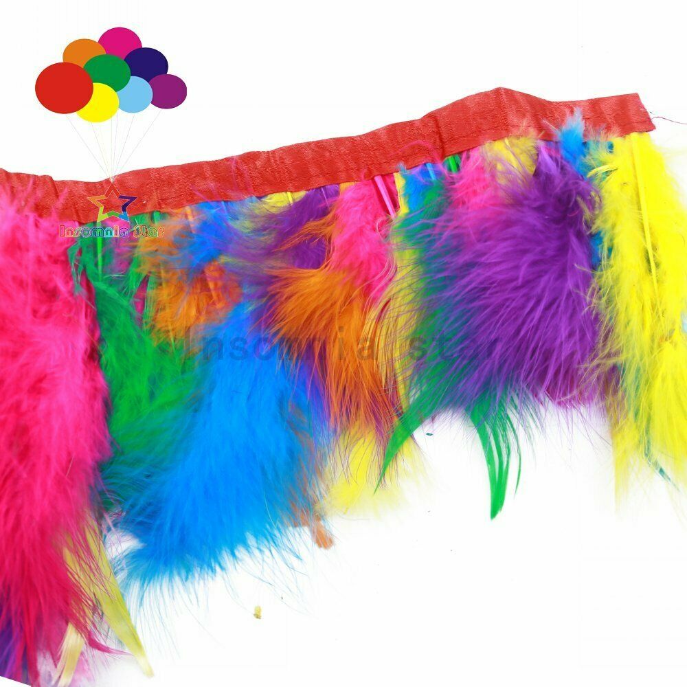 Wholesale 2 meter Multicolor Marabou Feather fringe trims Width 6-7 INCH Wedding