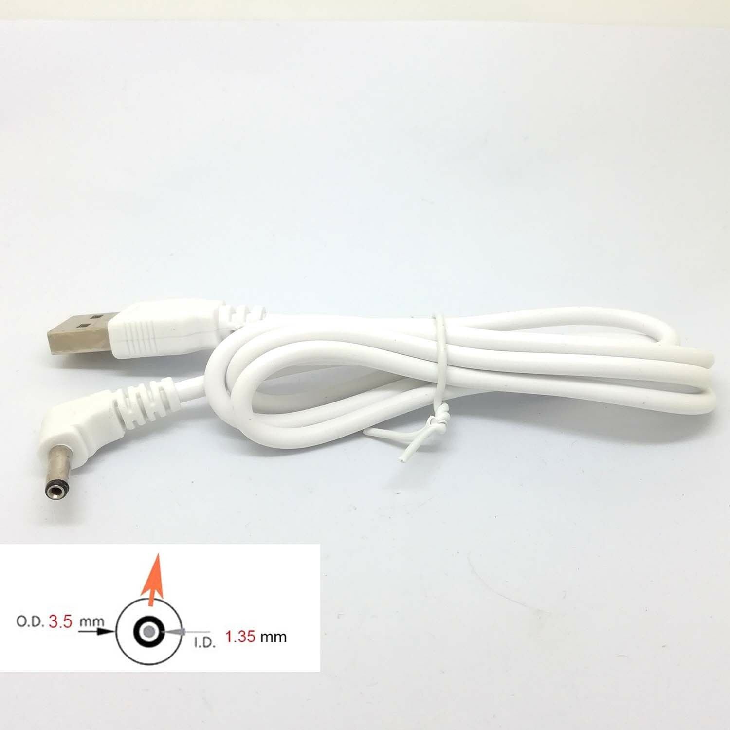 90 Angle PC USB Male to 5V DC 3.5mm x 1.35mm Barrel Connector Power cable whi mg