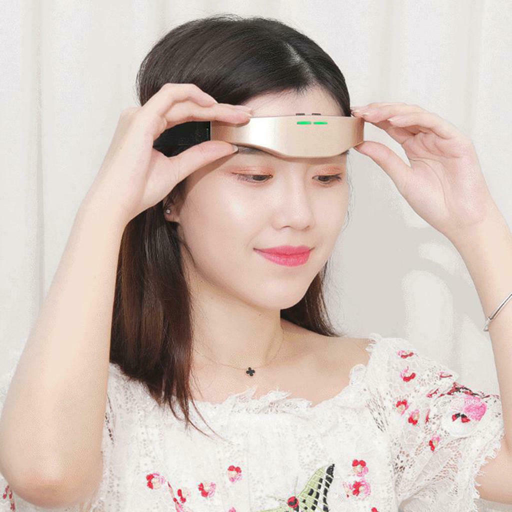 Electric Head Massager Wireless Intelligent Migraine Treatment Device Golden
