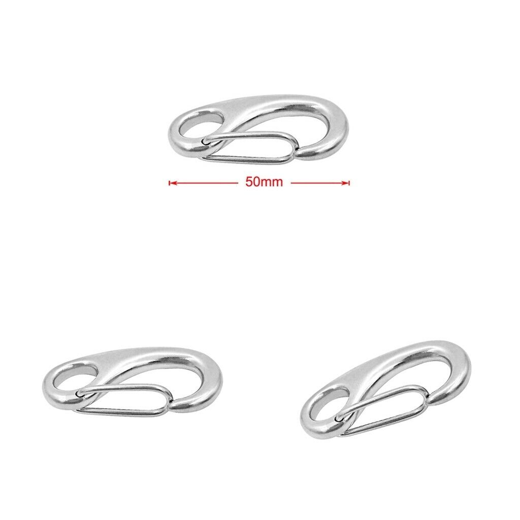 3 Pieces 50mm/2'' Boat Marine Clip Stainless Steel Snap Hook Carabiner