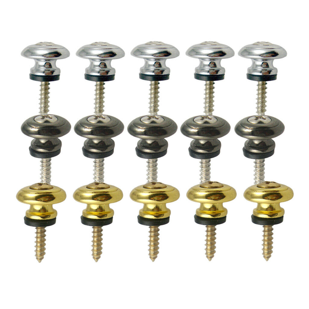 10x Strap Lock Buttons for Acoustic Electric Bass Guitar Ukulele Parts Black