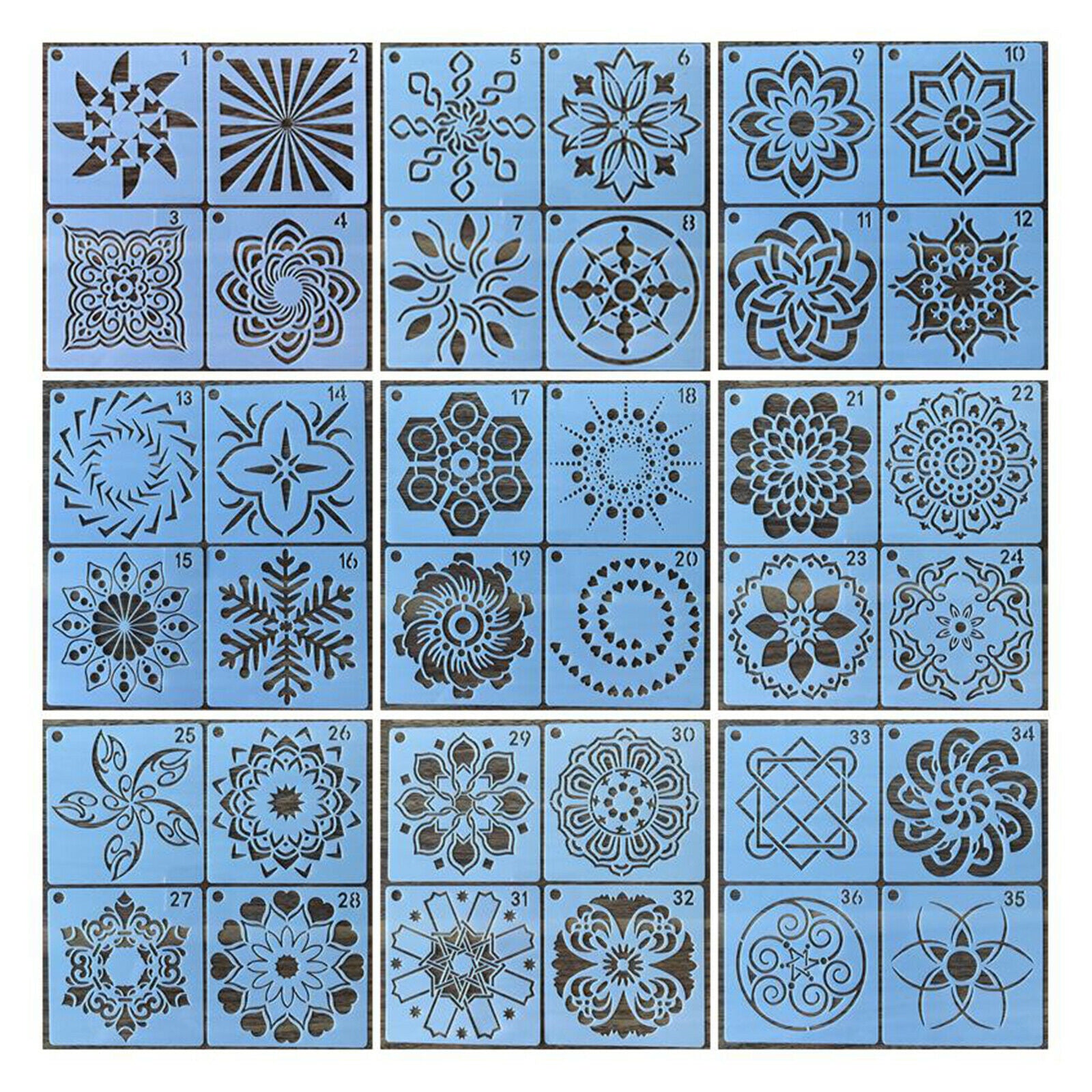 36 Pack Mandala Dot Templates Stencils for DIY Rock Painting 3.6 x3.6 inch