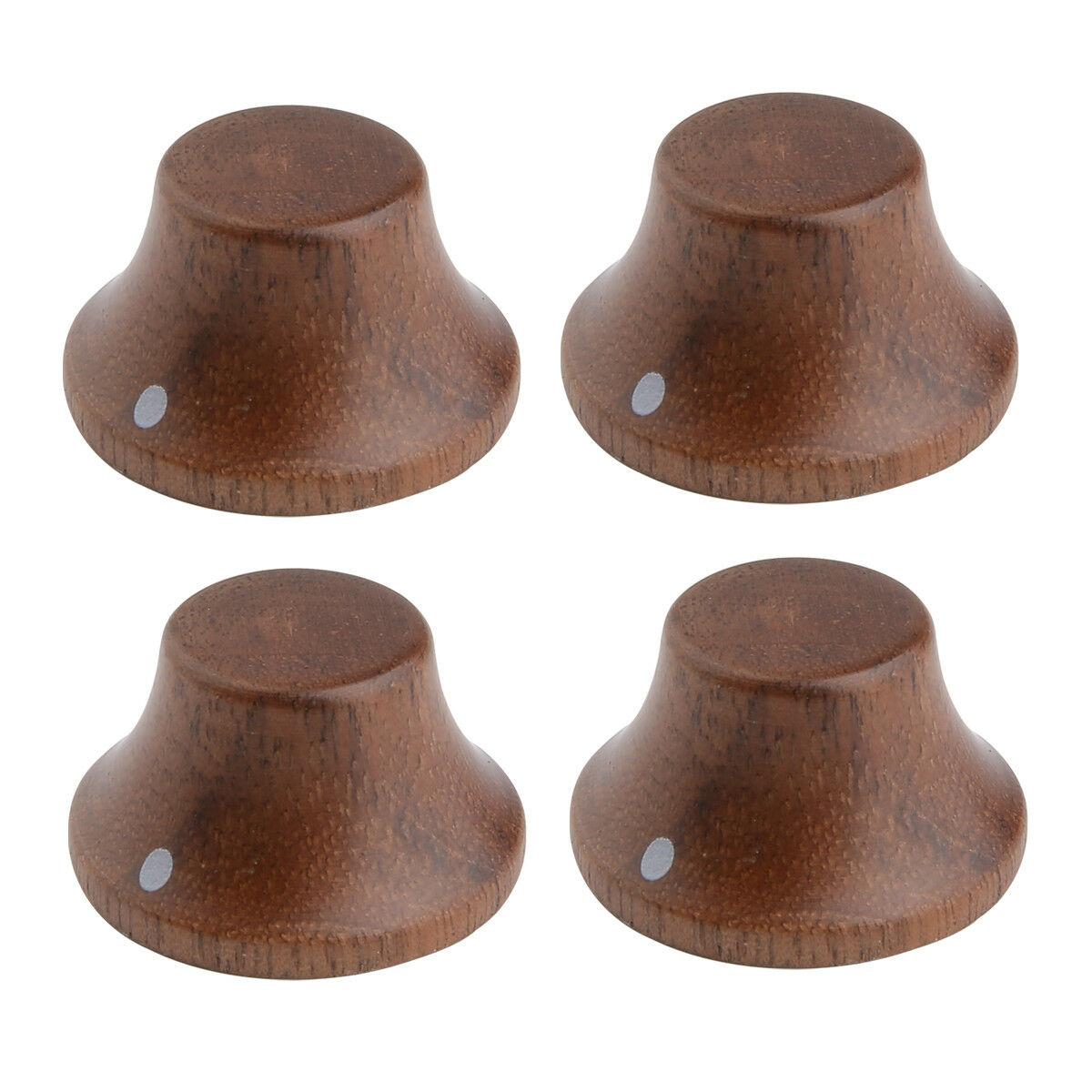4x Walnut Wooden Strat Style Bell Knobs Guitar Bass Top Hat Knob w/Indicator Dot