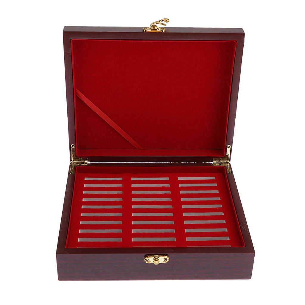 Handmade Wooden Box for Storing 30 Coins 46mm Collection