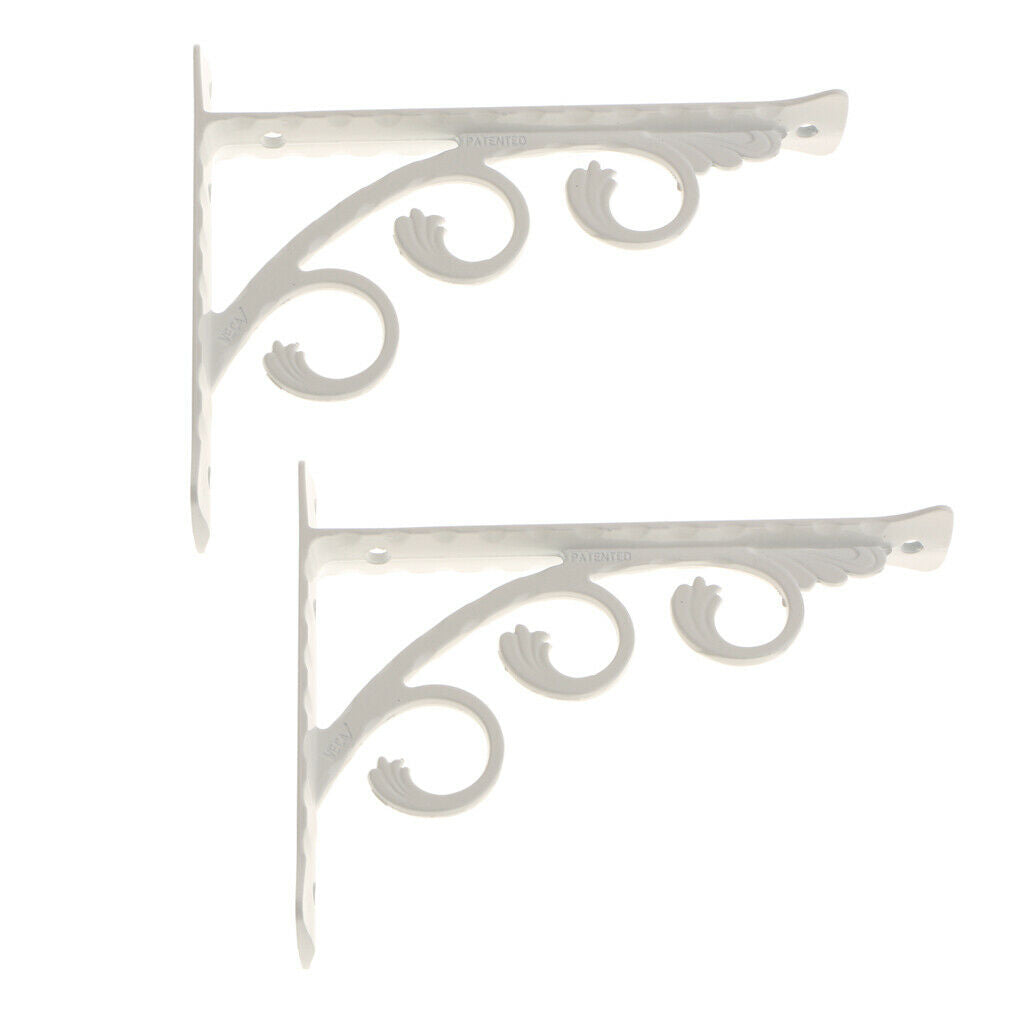 2x L Shape Wall Mounted Shelf Bracket Metal Hanging Holder White 12x15cm